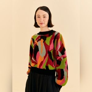 Farm Rio The Multicolor Dance Knit Sweater Sz Small
